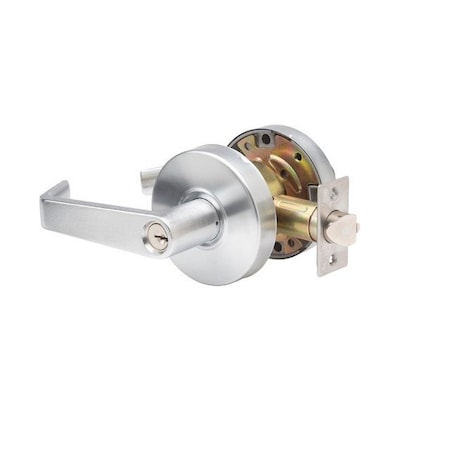 Trans Atlantic Co. LSV Saturn Standard Duty Brushed Chrome Grade 2 Commercial Double Cylinder Door Handle with Lock DL-LSV60-US26D